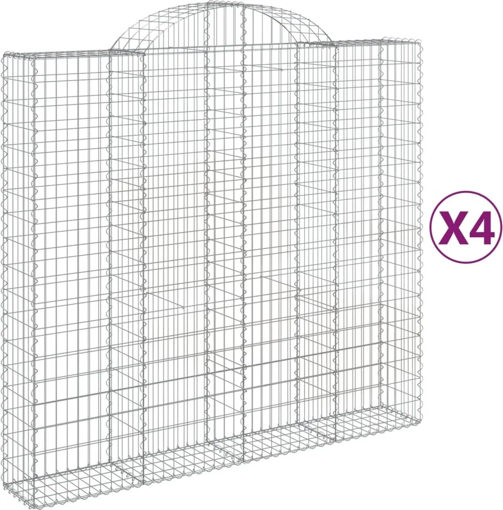 vidaXL Coșuri gabion arcuite 4 buc, 200x50x180/200 cm, fier galvanizat