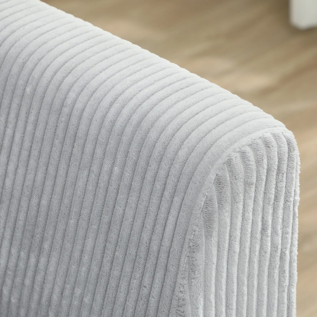 HOMCOM Canapea 3 locuri, canapea cu brațe, tapițată cu aspect corduroy pentru living, Gri deschis | Aosom Romania