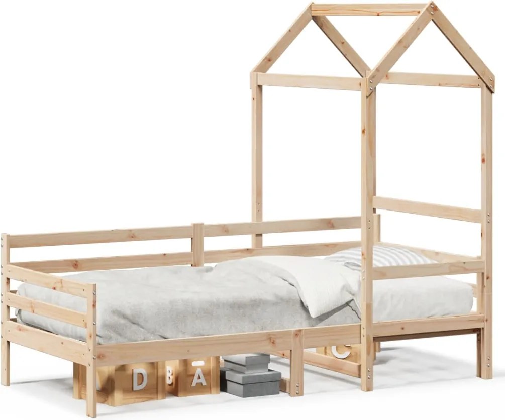 vidaXL Pat de zi cu acoperiș, 80x200 cm, lemn masiv de pin