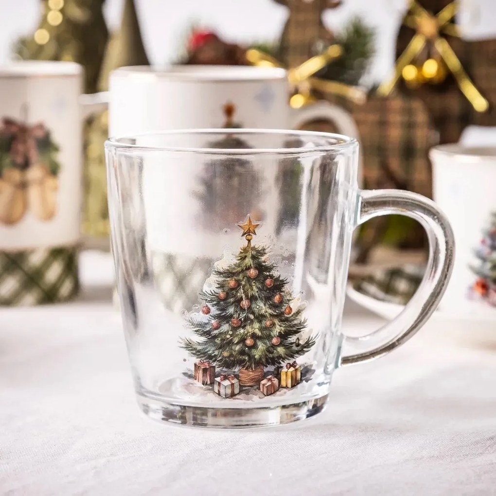 Cană de sticlă Altom Christmas Tree 350 ml