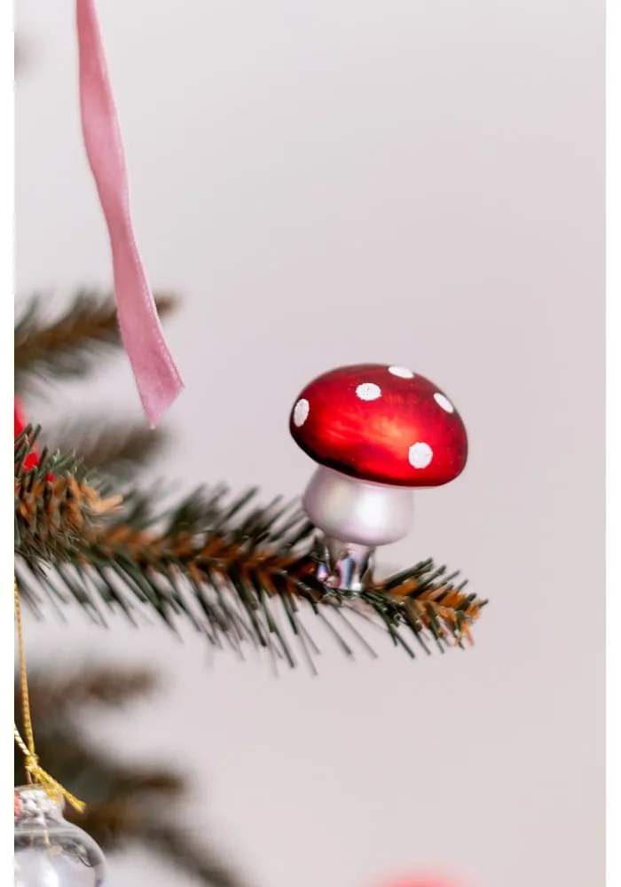 Ornamente de Crăciun 4 buc. din sticlă Mushroom – Sass &amp; Belle