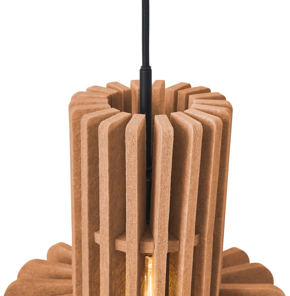 Lampă suspendată retro neagră cu portocaliu, cu 3 lumini - Felt