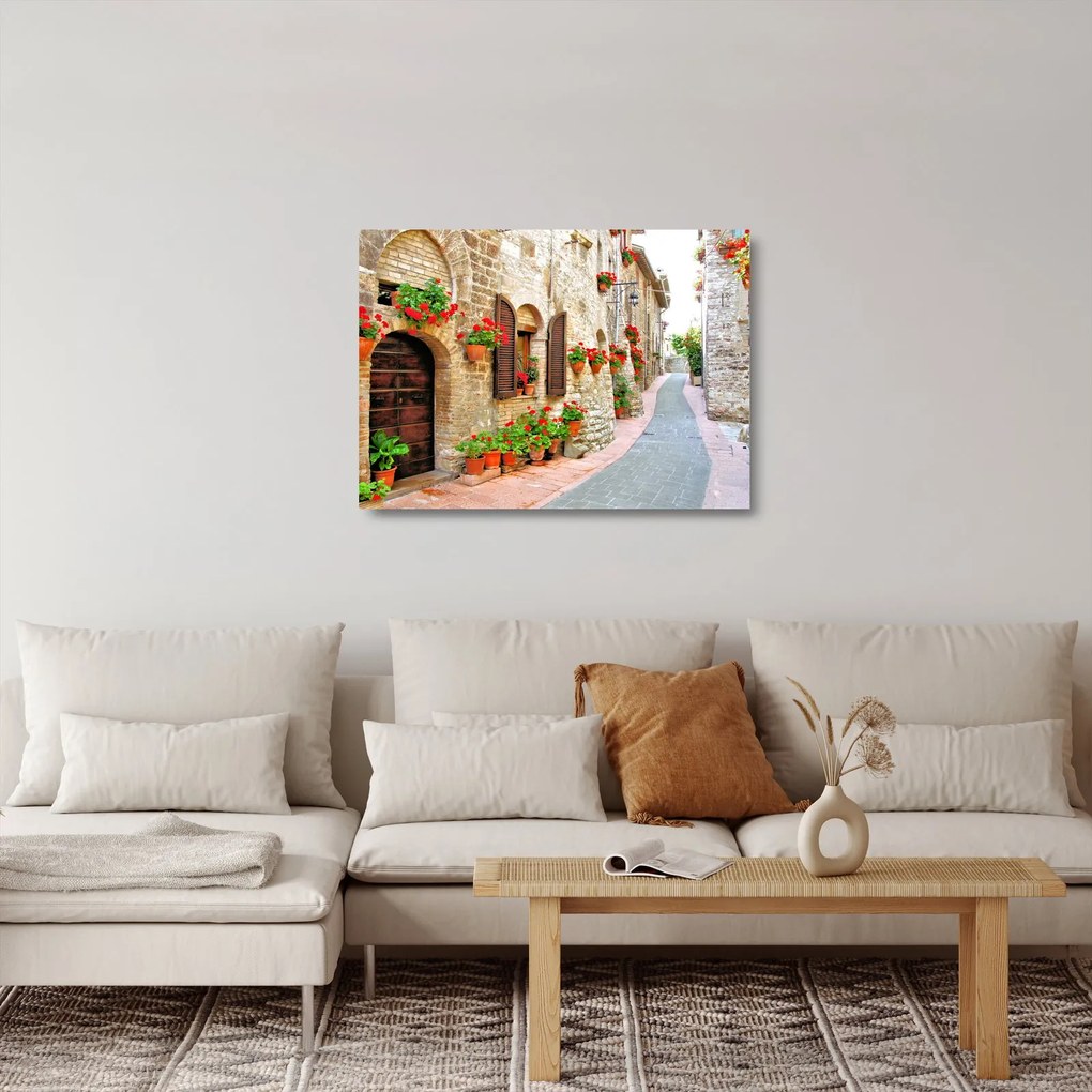 Tablou pe sticlă - Alee pitorească italiană (70x50 cm)