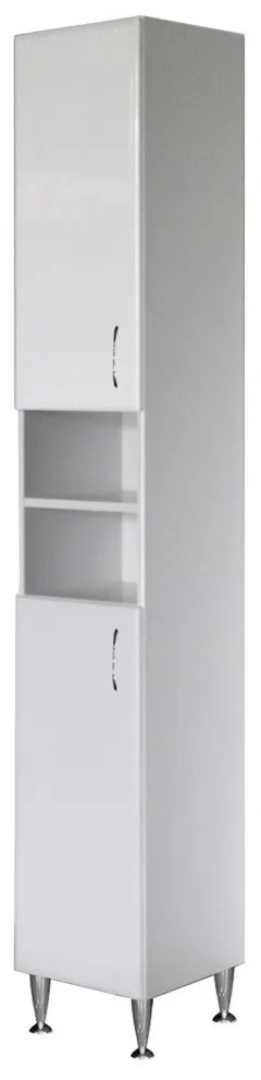 Dulap înalt Bianca Plus 30 cu 2 uși, deschis, alb lucios, universal