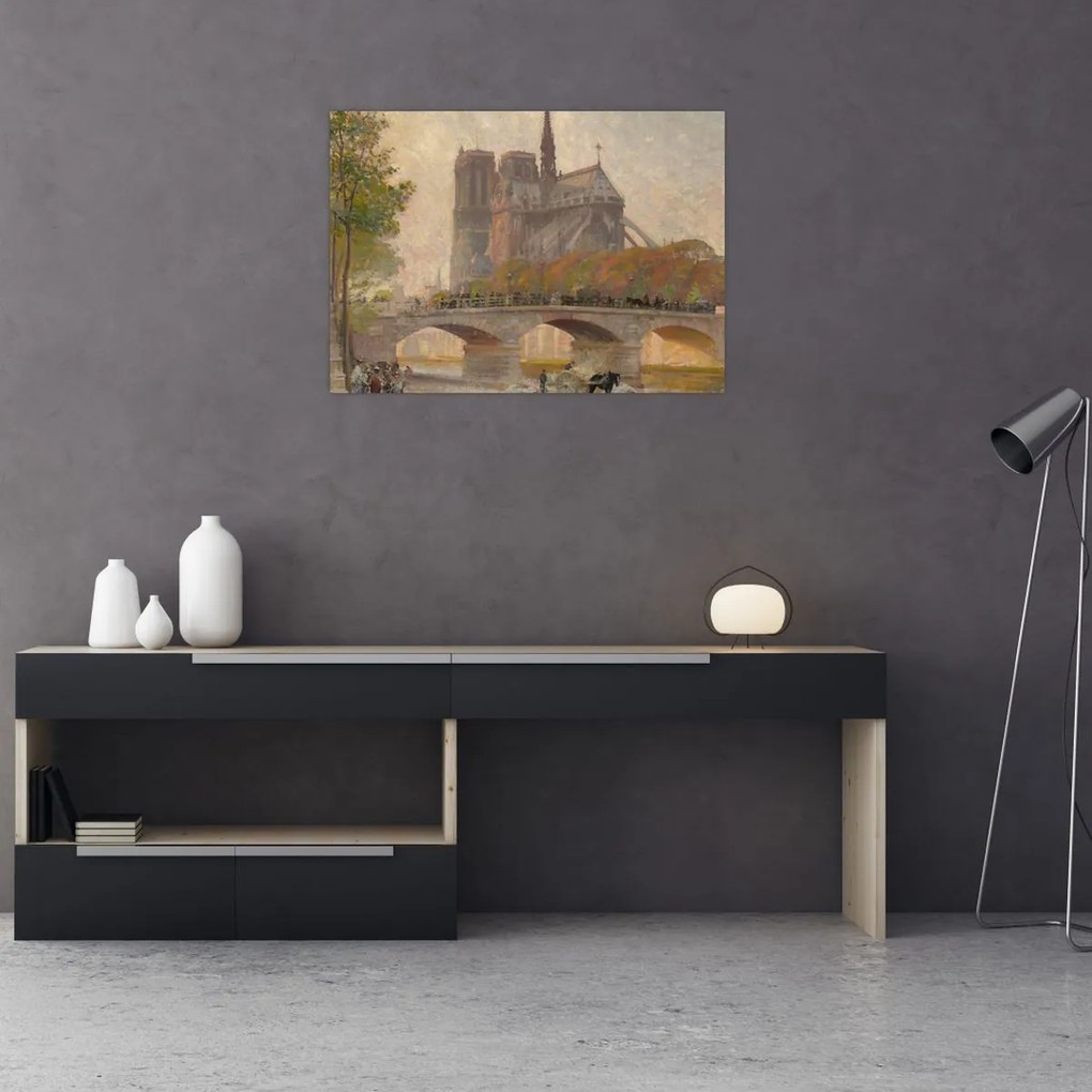 Tablou - Robert William Vonnoh, Notre Dame de Paris, reproducere (70x50 cm)