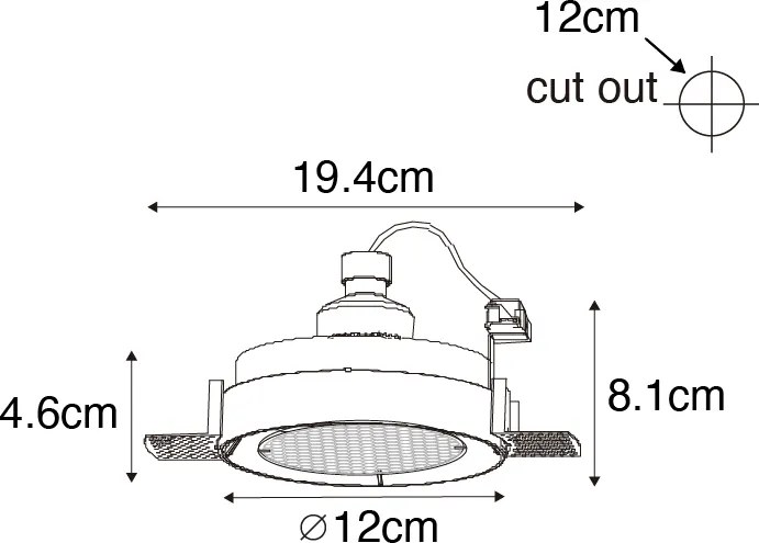 Spotlight modern îngropat negru GU10 AR70 rotund fără cadru - Oneon Honey