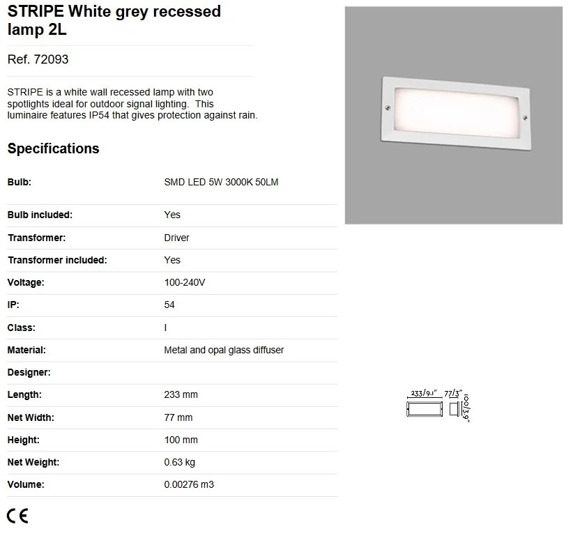 Spot LED incastrabil de exterior IP54 iluminat ambiental STRIPE alb