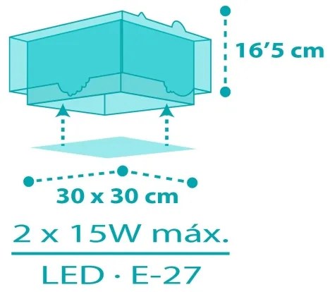 Plafonieră pentru copii HAPPY JUNGLE 2xE27/15W/230V Dalber 63316