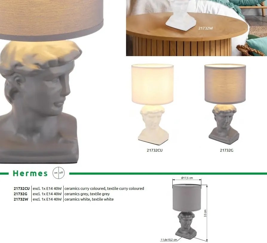 Lampa de masa ceramica gri HERMES