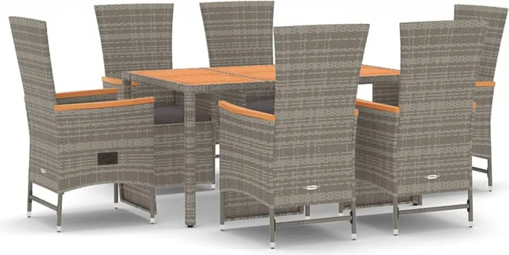 vidaXL Set mobilier de grădină cu perne, 7 piese, gri, poliratan