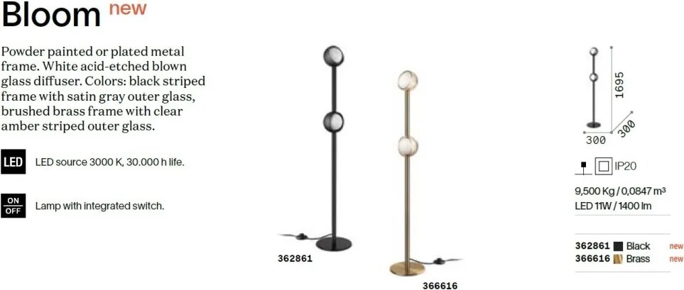 Lampadar LED modern BLOOM PT2 OTTONE