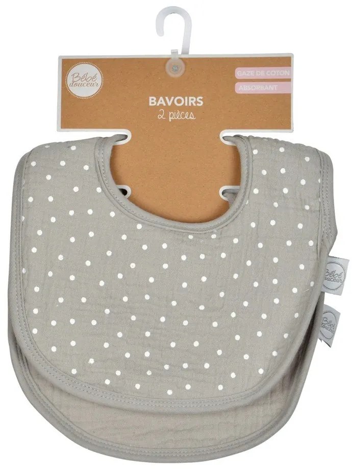 Bavete gri 2 buc. din muselină – Bébé Douceur
