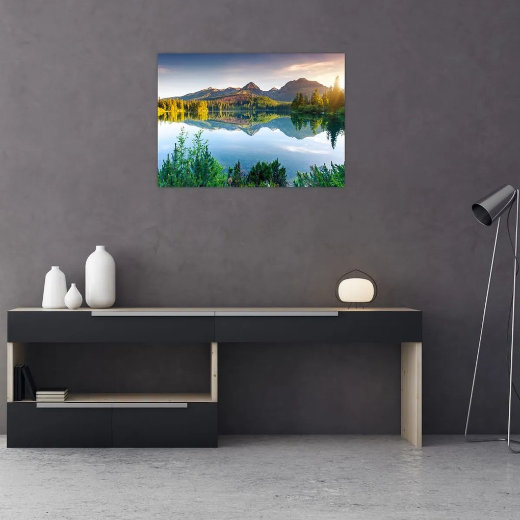 Tablou pe sticlă - Lacul (70x50 cm)