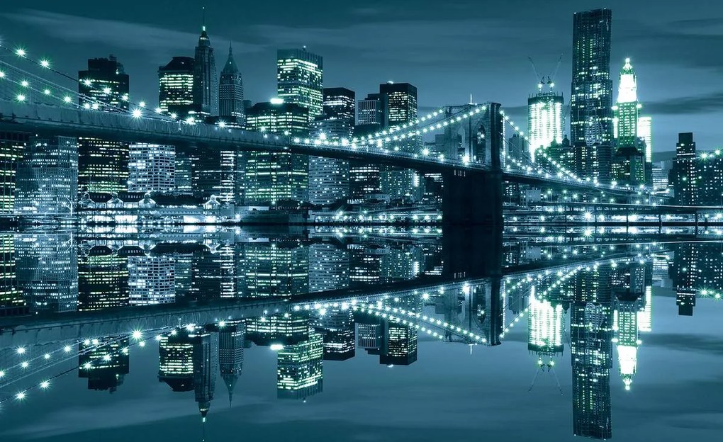 Fototapet - New York și podul Brooklyn (254x184 cm)