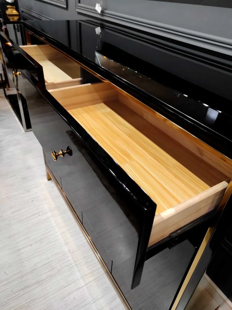 Consola Rennes negru/gold – H100 cm