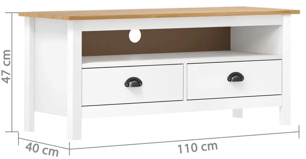Comoda TV Hill Range, alb, 110x40x47 cm, lemn masiv de pin Alb si maro, 1