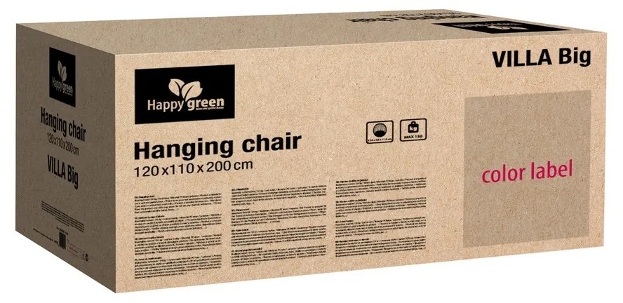 Happy Green Fotoliu suspendat din rattan Villa Big, 120 x 110 x 200 cm