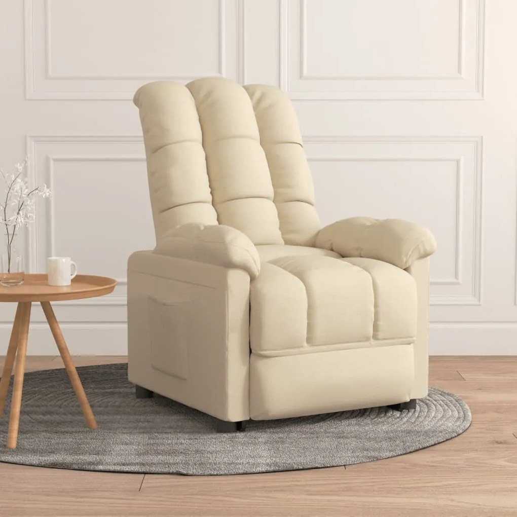 289805 vidaXL Fotoliu rabatabil, crem, material textil