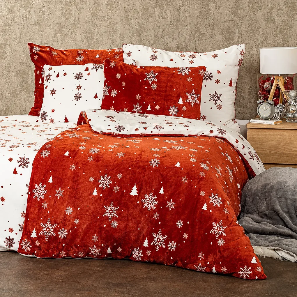 Lenjerie de pat micro-flanelă 4Home Happy winter, 140 x 200 cm, 70 x 90 cm