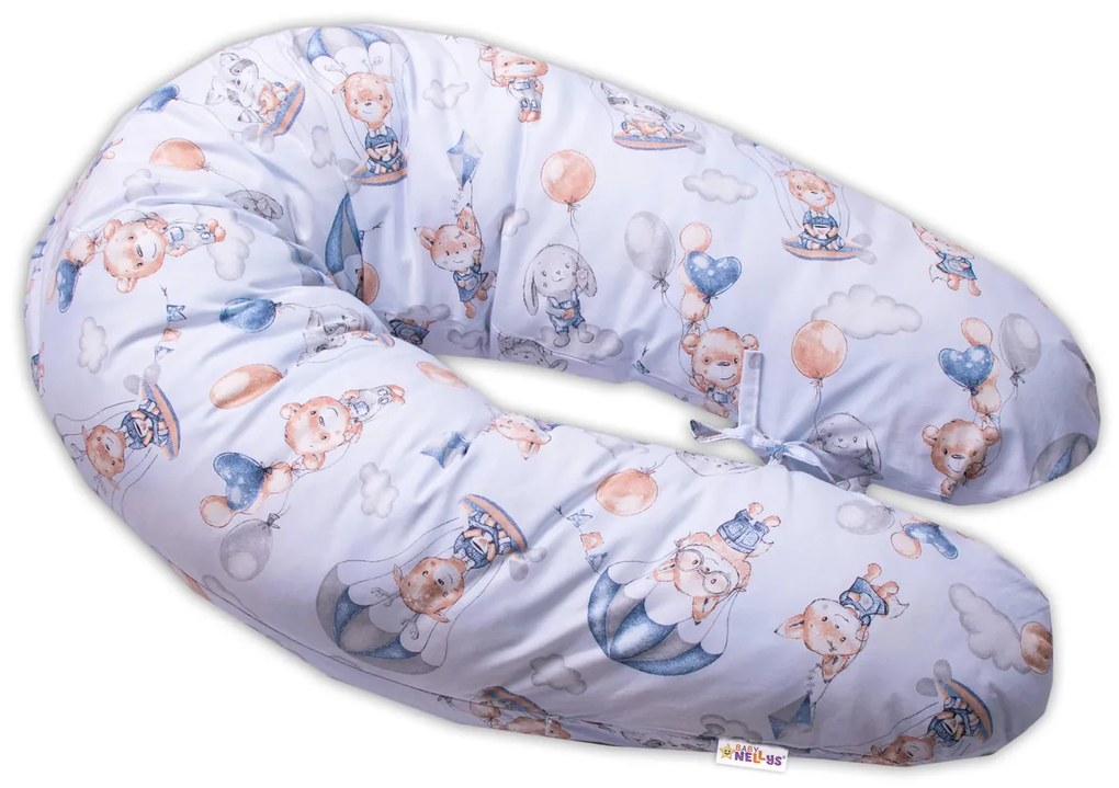 Baby Nellys Alăptarea pernă de bumbac - pernă relaxantă Zburător animale, albastru