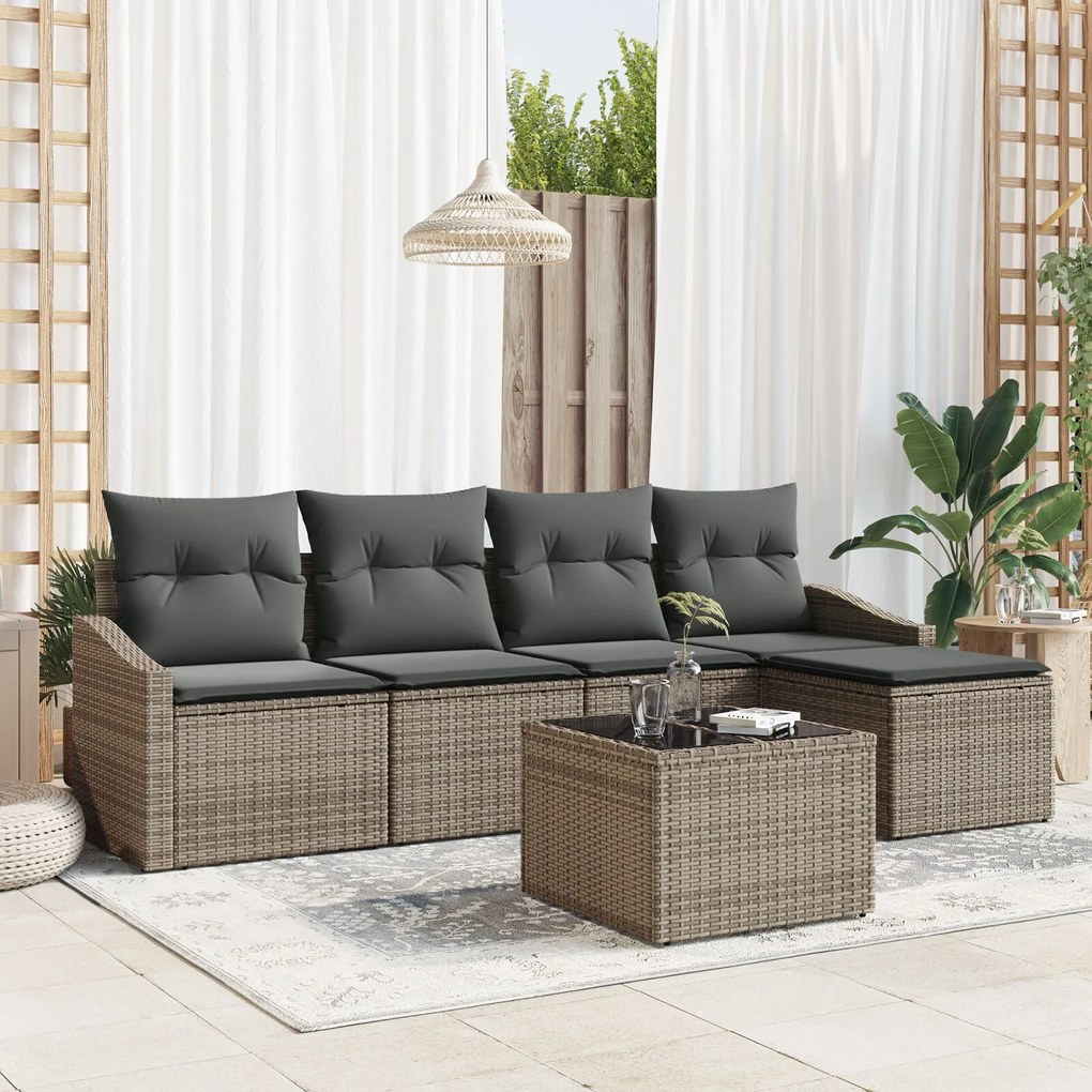 vidaXL Set de canapele pentru grădină 6 pcs Gri Rattan poli