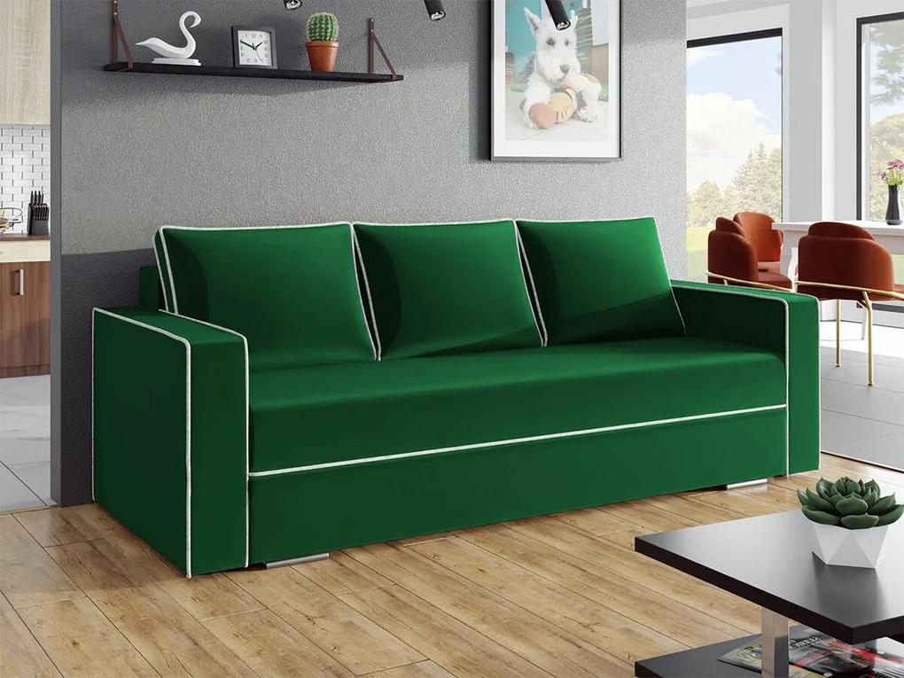 Canapea extensibilă Decatur 101Cutie de pat, Verde, Alb, 91x230x92cm, 106 kg, Picioare: Lemn