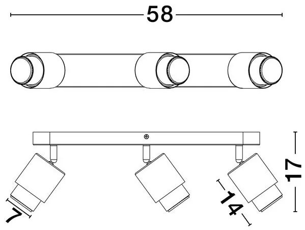 Plafoniera cu 3 spoturi Ison nickel