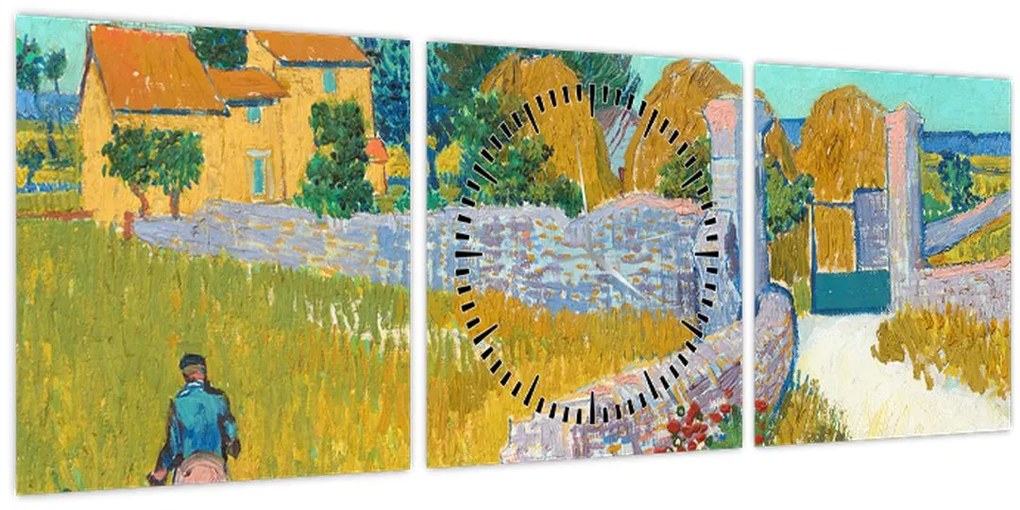 Tablou - Vincent van Gogh, Farmhouse in Provence, reproducere (cu ceas) (90x30 cm)