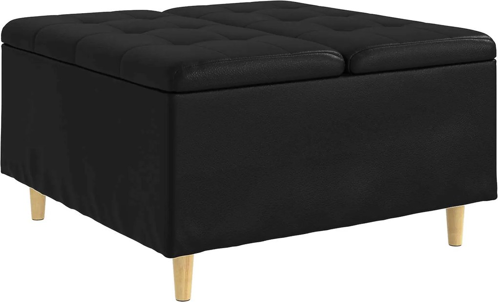 vidaXL Ottomană de depozitare Negru 80 x 80 x 45 cm Piele artificială