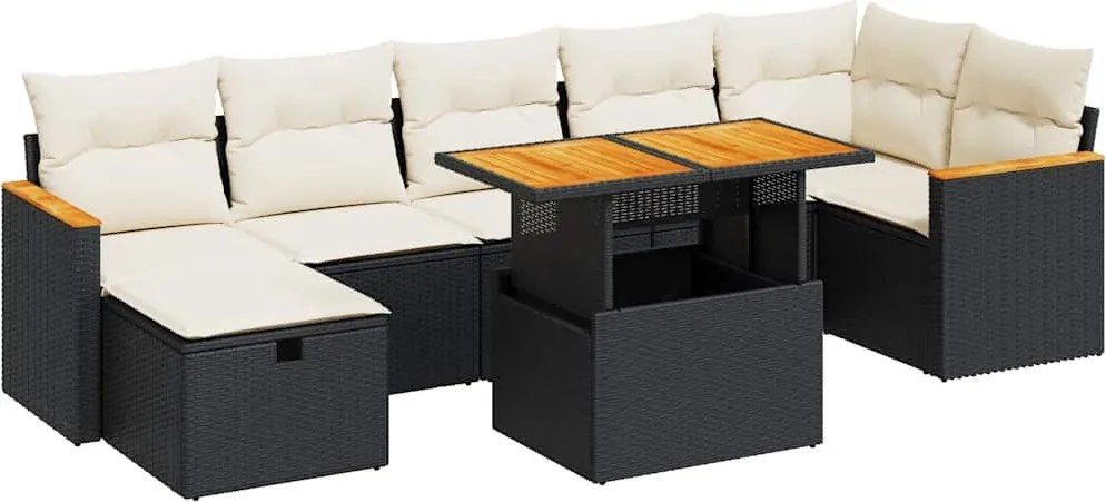 vidaXL Set mobilier de grădină cu perne, 5 piese, negru, poliratan