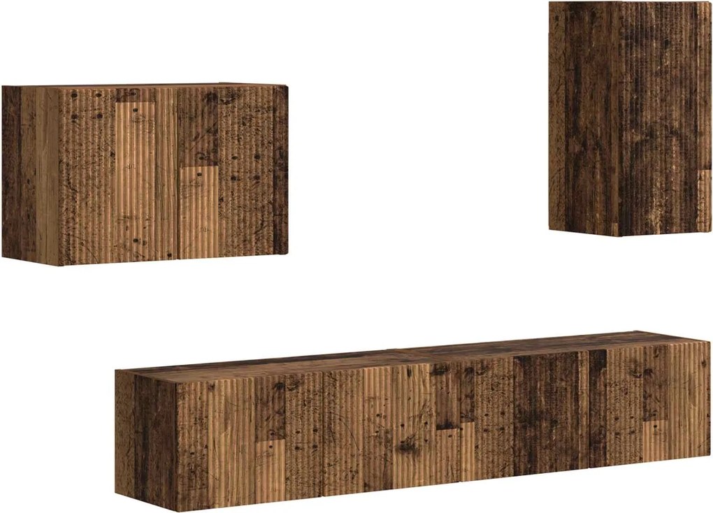 vidaXL Set Dulap pentru Televizor Montat pe Perete 4 pcs Lemn vechi