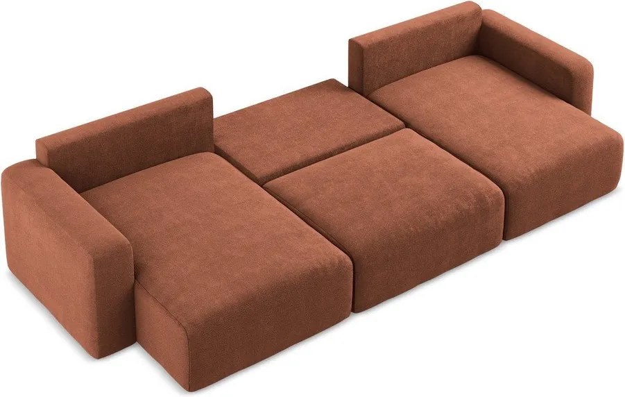 Colțar teracotă extensibil/cu spațiu de depozitare cu tapițerie din chenille (în formă de "U") Kona – Makamii