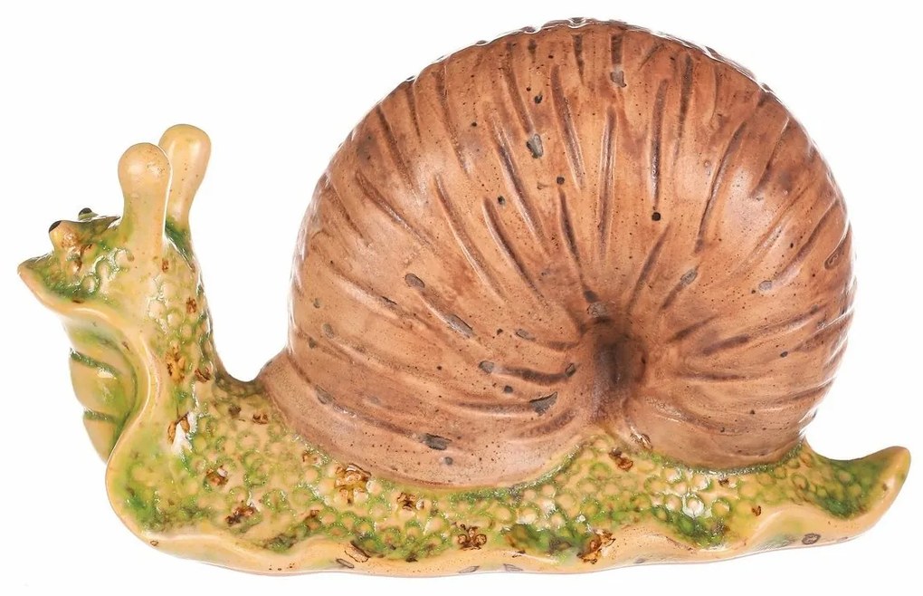 Decorație de grădină Melc maro deschis, 16 x 7 x10 cm, ceramică