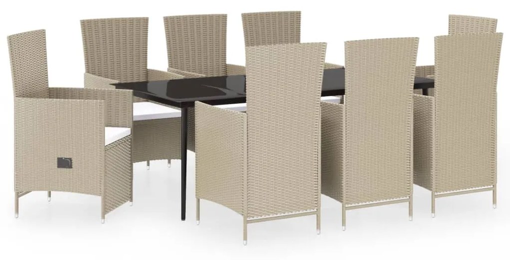 Set mobilier pentru gradina cu perne, 9 piese, bej Bej, 9