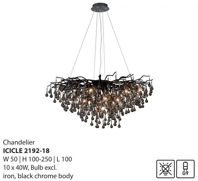 Lustra suspendata design magnific ICICLE negru, 50x100cm