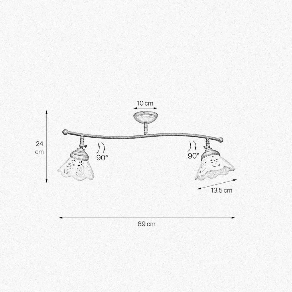Lustra tavan cu 2 abajure din ceramica directionabile Vintage Soul