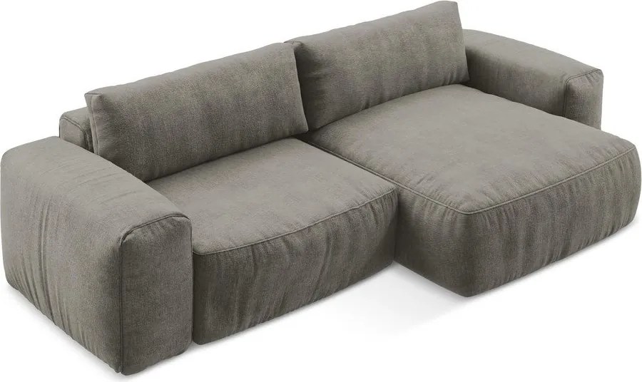 Colțar gri extensibil cu tapițerie din chenille (cu colț pe partea dreaptă/cu șezlong) Kuki – Makamii