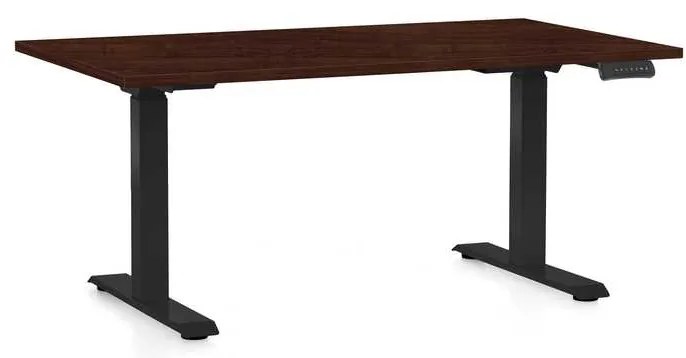 Masă înălțime reglabilă OfficeTech C, 120 x 80 cm, picioare negre, wenge