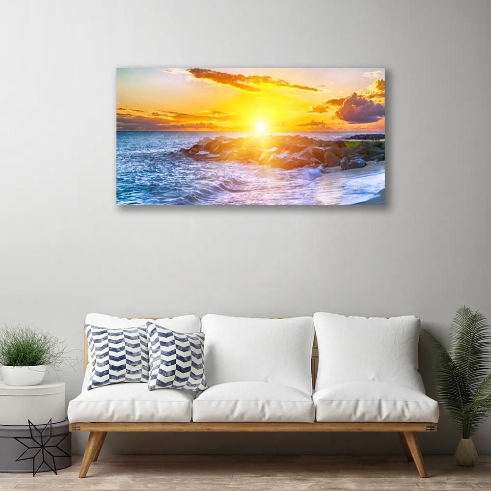 Tablou pe panza canvas Sea Sun Peisaj Albastru Galben