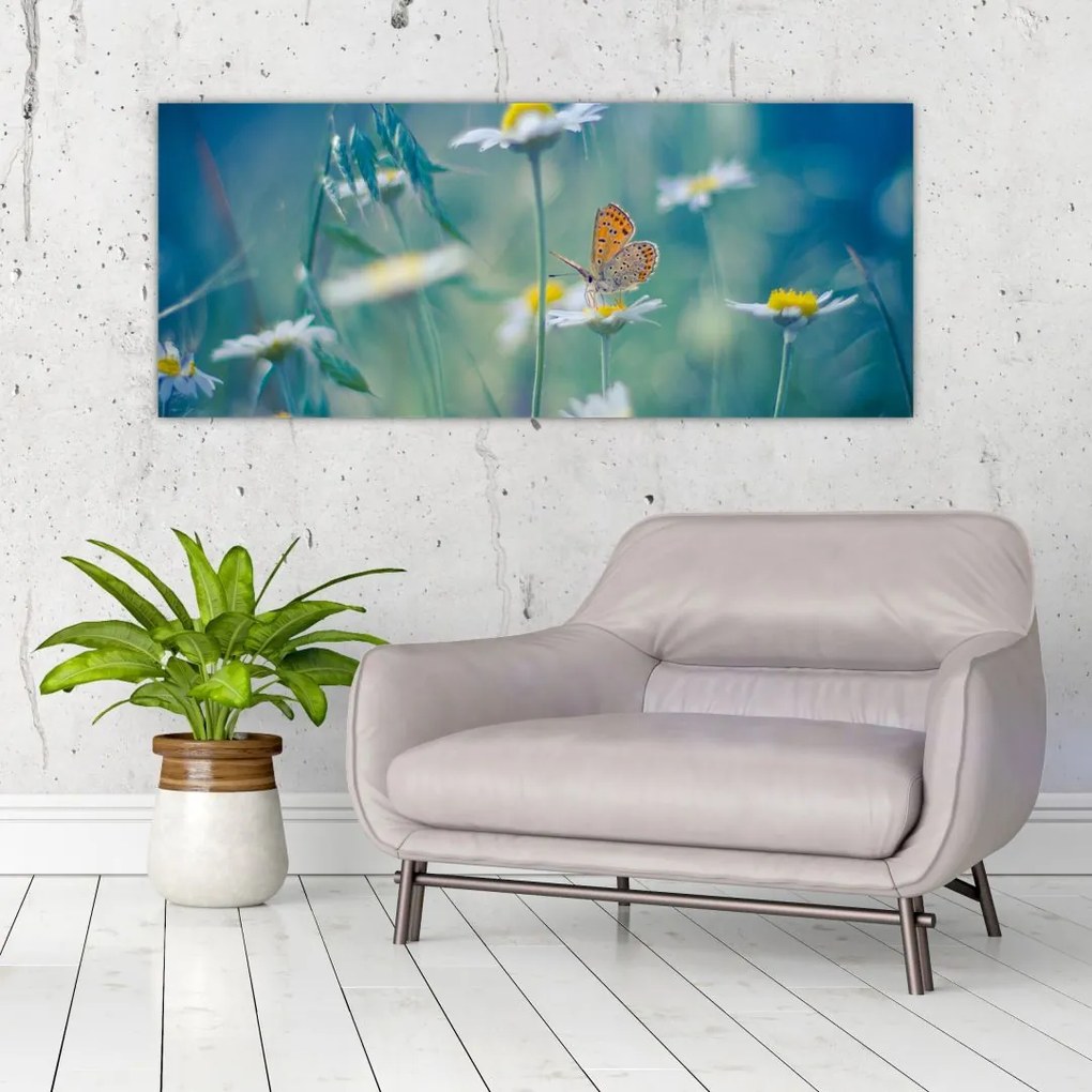 Tablou - Fluture pe margaretă (120x50 cm)