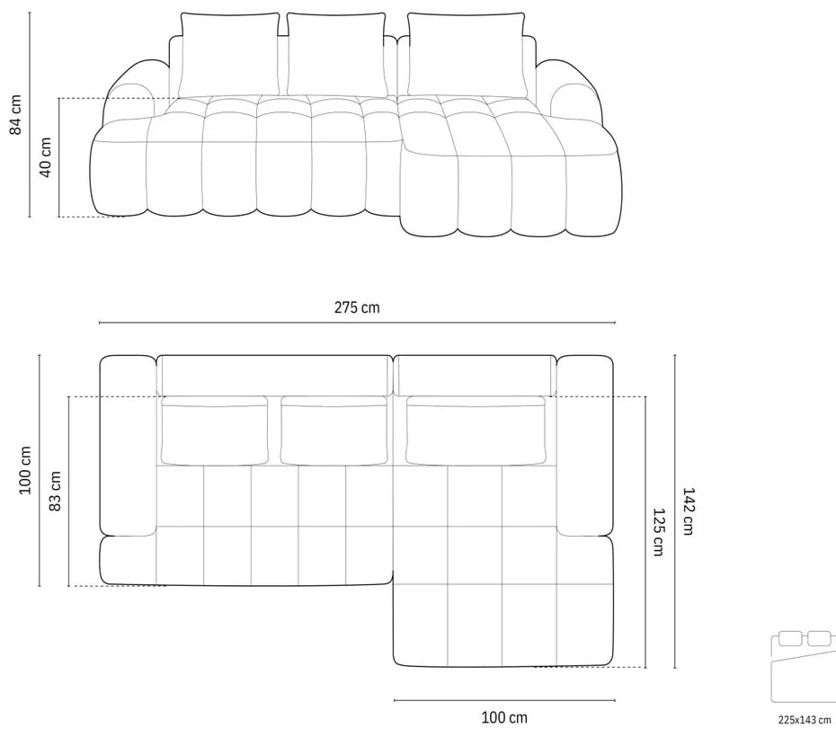 Colțar gri extensibil/cu spațiu de depozitare cu tapițerie din catifea (cu colț pe partea dreaptă/cu șezlong) Linz – Cosmopolitan Design