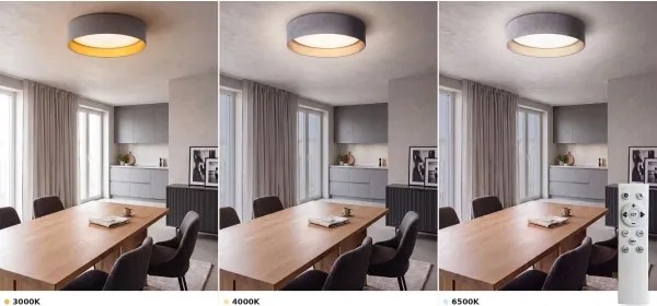 Brilagi-LED Lampă dimabilă VELVET SM. VARI 24W/230V 3000-6500K Ø 45 cm gri/auriu + telecomandă