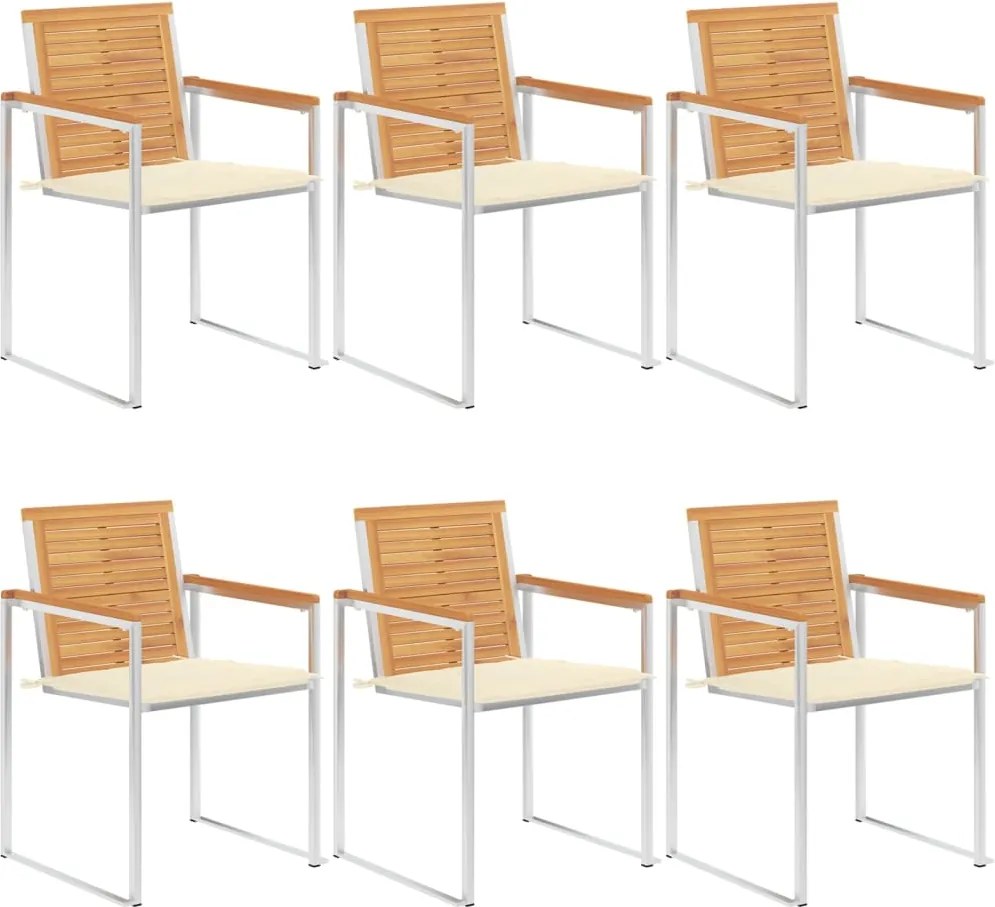 vidaXL Scaune de grădină cu perne, 6 buc., lemn masiv de tec