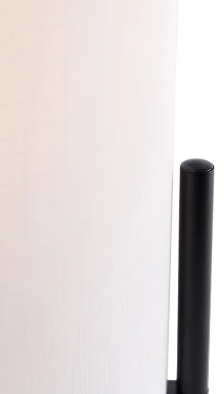 Lampă de masă design negru abajur de in alb - Rich