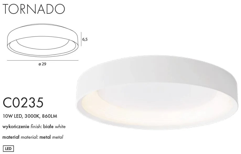 Plafoniera LED design slim circular Tornado 29cm