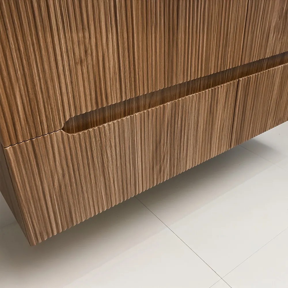 Mobilier de baie Trent 100 cm cu chiuvetă ceramică (2 sertare) și oglindă 60x100 cm stejar apus de soare