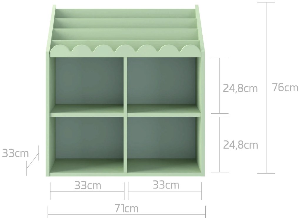 Biblioteca pentru copii BOOK NOOK SAGE 71x76 cm, verde deschis
