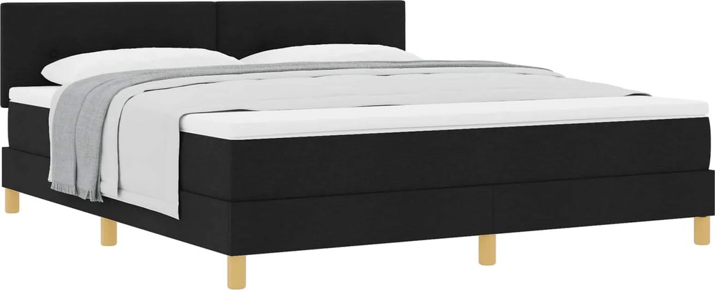 vidaXL Pat cu arcuri cu saltea Negru 180 x 200 cm țesătură