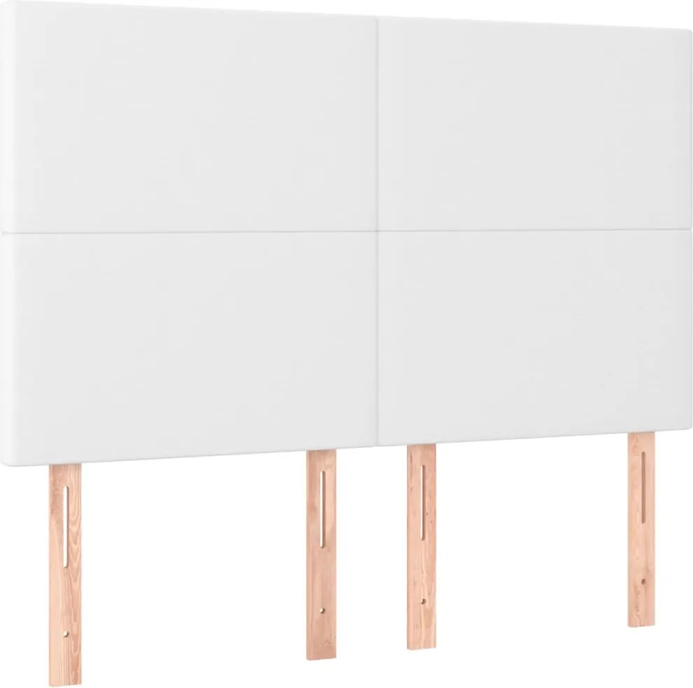 vidaXL Tăblie de pat albă 144x5x118/128 cm piele ecologică