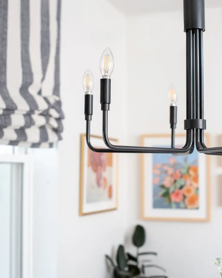 Candelabru design minimalist BRIGITTE bronz antichizat, cu 6 surse de lumina